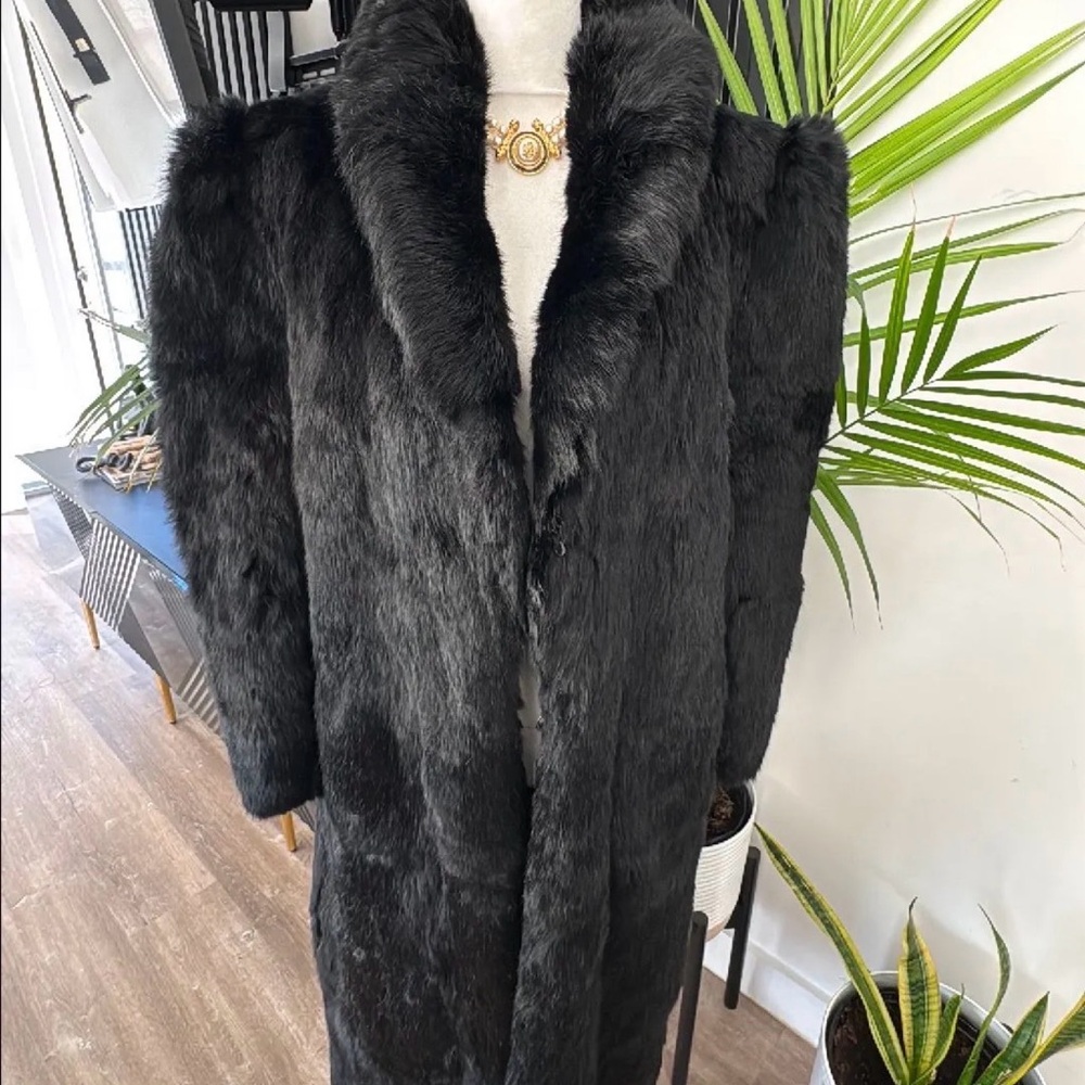 ((SOLD)) Rare Full Length Black Rabbit Fur Coat